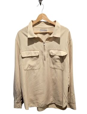 Everlane Men’s Tan Quarter Zip Popover Shirt XL Lightweight Casual Long Sleeve